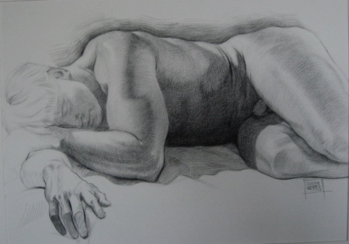 Randy reclining nude
26" x 20"   charcoal