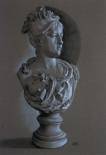 plaster bust
black & white charcoal plaster bust
black & white charcoal