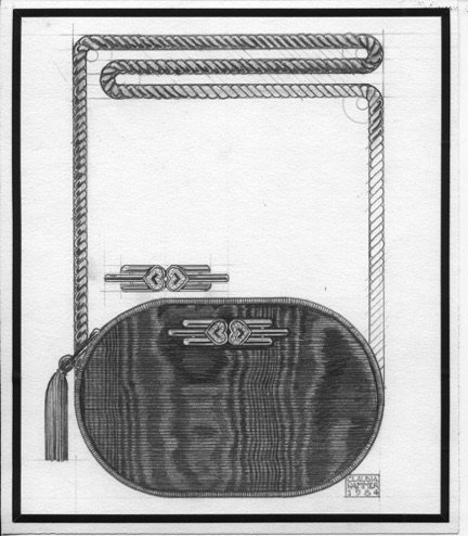 Moire purse with detachable pin
Byck's, Louisville Ky
Like showing the mechanics of the drawing.