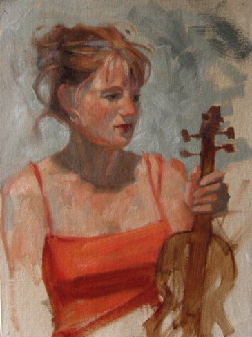 Carolyn and her violin
9" x 12"  oil