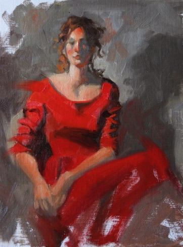 Hannah in red velvet
9" x 12"   oil