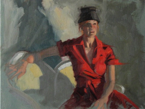 Jen in red
9" x 12"   oil   (Sold)