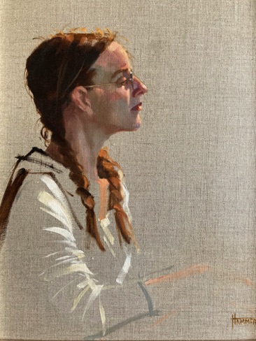 Kirstyn in Profile
20" x 16"  oil on clear gessoed linen
