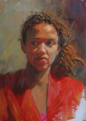 Liz in red
11" x 14"   oil  (Sold)