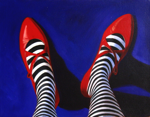 My feet in dancing shoes
11" x 14"  oil  
 (Sold)