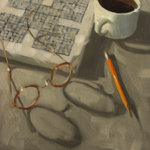 Ah, Sudoku 
8" x 8"  oil   (Sold)