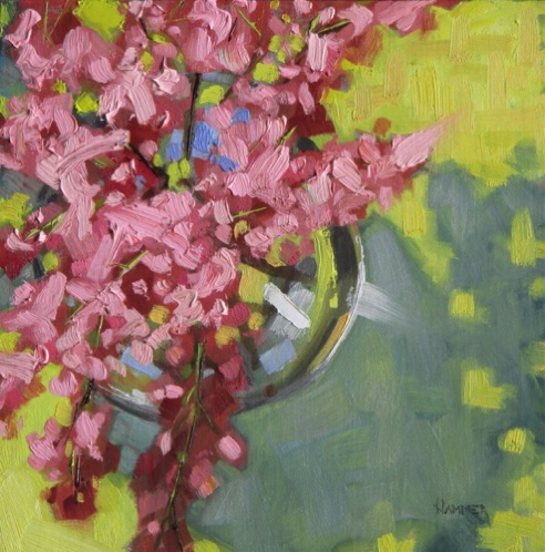 Lilacs in a vase 
8" x 8"   oil  (Sold)