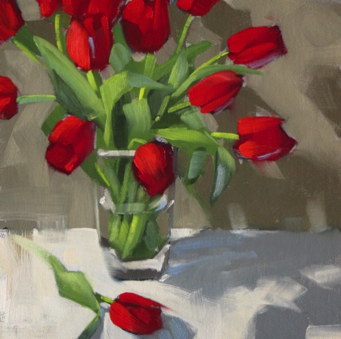 Tulips, take two 
8" x 8"   oil  Sold